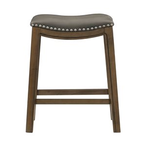 HomeTrend Ordway Grey Faux Leather Counter Height Curved Upholstered Stool - 1/Pk