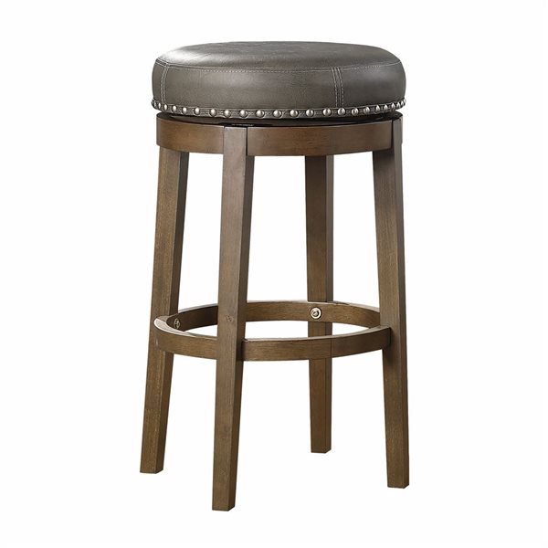 HomeTrend Westby Grey Faux Leather Round Upholstered Bar Height Swivel Stools - Set of 2
