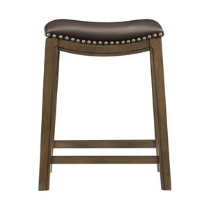HomeTrend Ordway Brown Faux Leather Counter Height Curved Upholstered Stool - 1/Pk