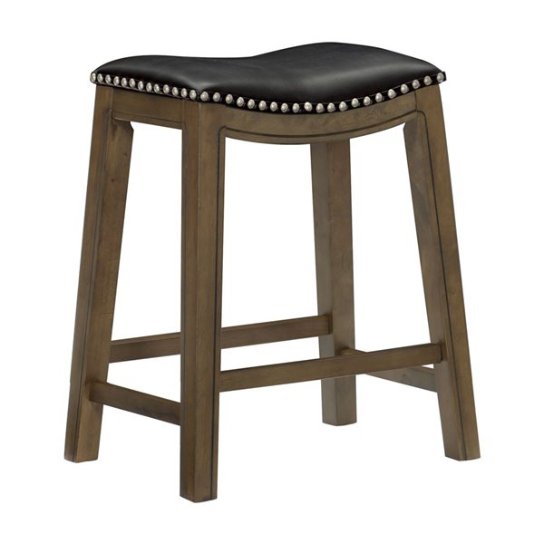 HomeTrend Ordway Black Faux Leather Counter Height Curved Upholstered Stool - 1/Pk