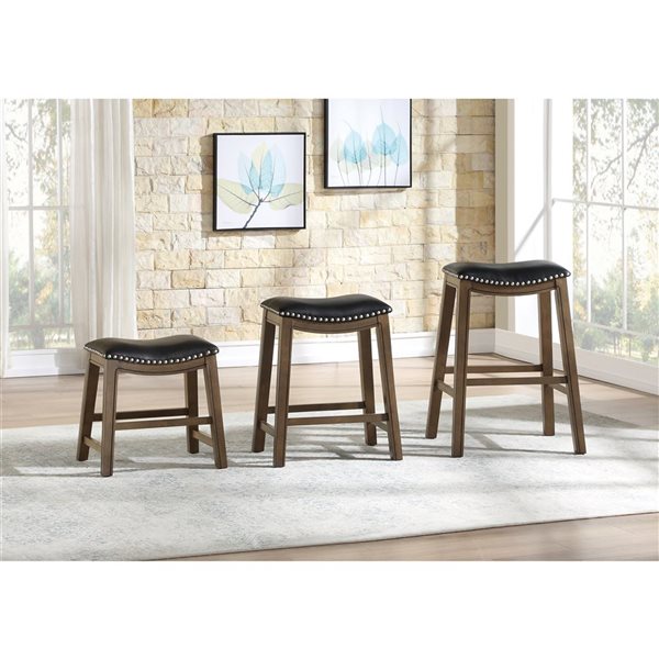 HomeTrend Ordway Black Faux Leather Counter Height Curved Upholstered Stool - 1/Pk