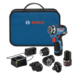 Perceuse-visseuse Chameleon de Bosch 12 V Max avec système FlexiClick 5 en 1 et (2) batteries de 2,0 Ah