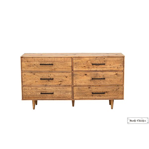 Rustic Classics Cypress Reclaimed Wood 6 Drawer Dresser in Spice