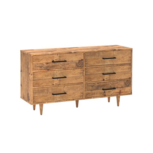 Rustic Classics Cypress Reclaimed Wood 6 Drawer Dresser in Spice