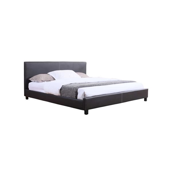 True Contemporary Mirabel Espresso Faux Leather Queen Platform Bed