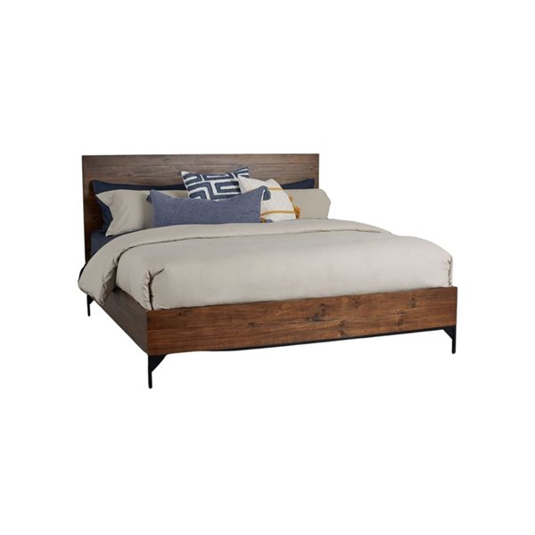 Rustic Classics Blackcomb Reclaimed Wood and Metal Platform Kin Bed in Coffee Bean