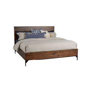 Rustic Classics Blackcomb Reclaimed Wood and Metal Platform Kin Bed in Coffee Bean