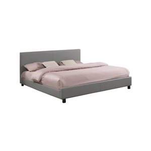 True Contemporary Mirabel Grey Faux Leather King Platform Bed