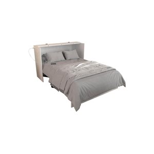 True Contemporary Hyde White Murphy Cube Cabinet King Size Bed with Folding Gel Memory Foam Mattress