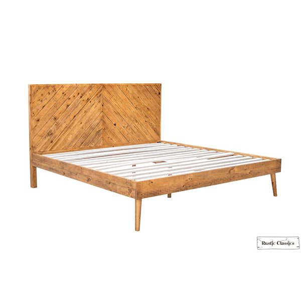 Rustic Classics Cypress Reclaimed Wood Platform King Size Bed in Spice