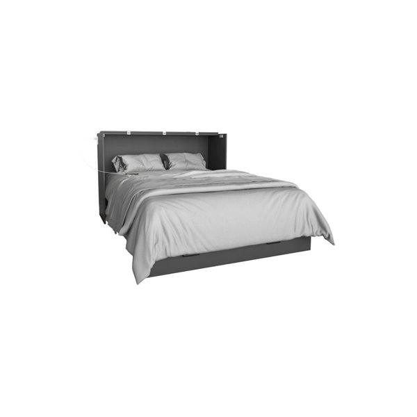 True Contemporary Hyde Light Grey and Dark Grey Murphy Cube Cabinet Queen Size Bed with Folding Gel Memory Foam Mattress