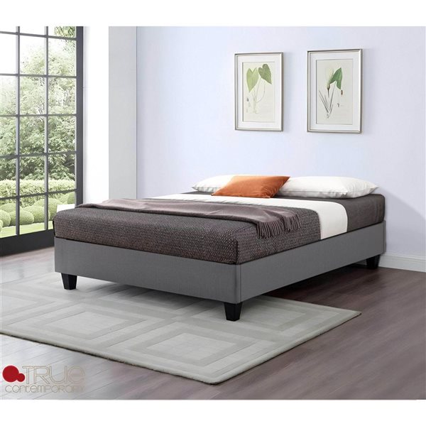 True Contemporary EZ Base Foundation Grey Twin Platform Bed