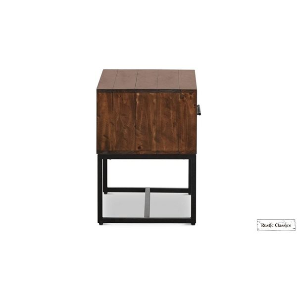 Rustic Classics Blackcomb Reclaimed Wood and Metal 1 Drawer Nightstand in Coffee Bean