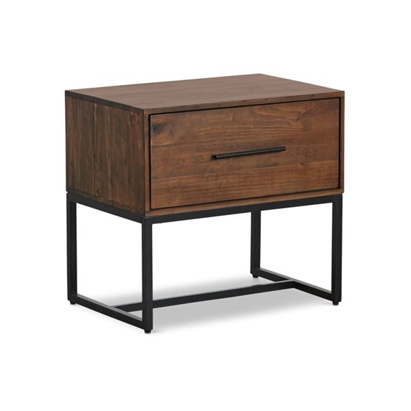 Rustic Classics Blackcomb Reclaimed Wood and Metal 1 Drawer Nightstand in Coffee Bean