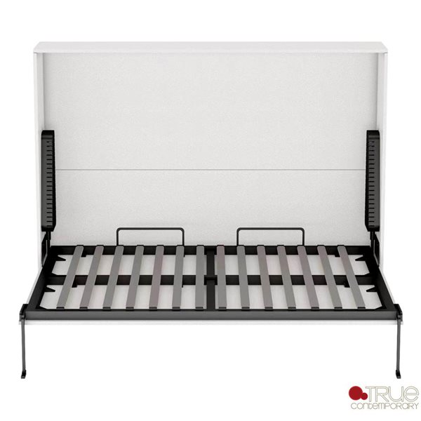 True Contemporary Heidi II White Horizontal Murphy Wall Pull Down Queen Bed