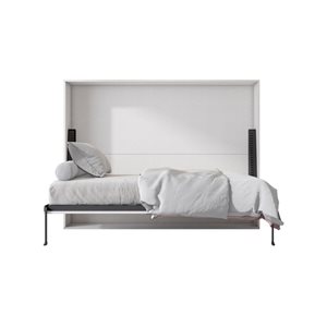 True Contemporary Heidi II White Horizontal Murphy Wall Pull Down Queen Bed