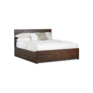 Rustic Classics Whistler Reclaimed Wood Platform King Bed with 4 Storage Drawers in Brown