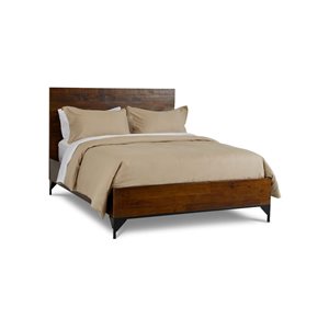 Rustic Classics Blackcomb Reclaimed Wood and Metal Platform Queen Bed in Coffee Bean