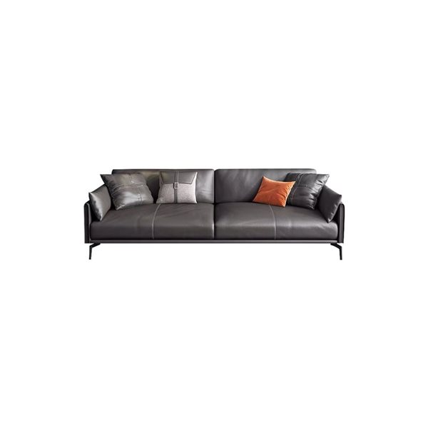 Urban Cali San Mateo 82.68-in Faux Leather Round Arm Sofa in Grey