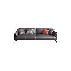 Urban Cali San Mateo 82.68-in Faux Leather Round Arm Sofa in Grey