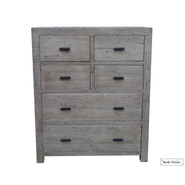 Rustic Classics Whistler Reclaimed Wood 6 Drawer Chest in Grey