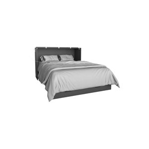 True Contemporary Hyde Light Grey and Dark Grey Murphy Cube Cabinet Twin Bed with Folding Gel Memory Foam Mattress