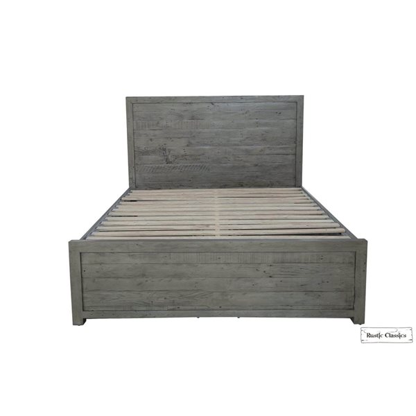 Rustic Classics Whistler Reclaimed Wood Platform King Bed with 4 Storage Drawers in Grey