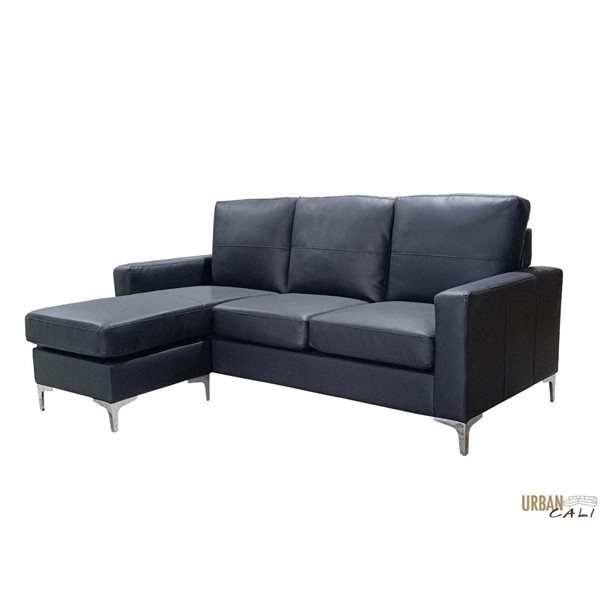 Urban Cali Del Mar 78.74-in Wide Faux Leather Sectional Sofa with Reversible Chaise