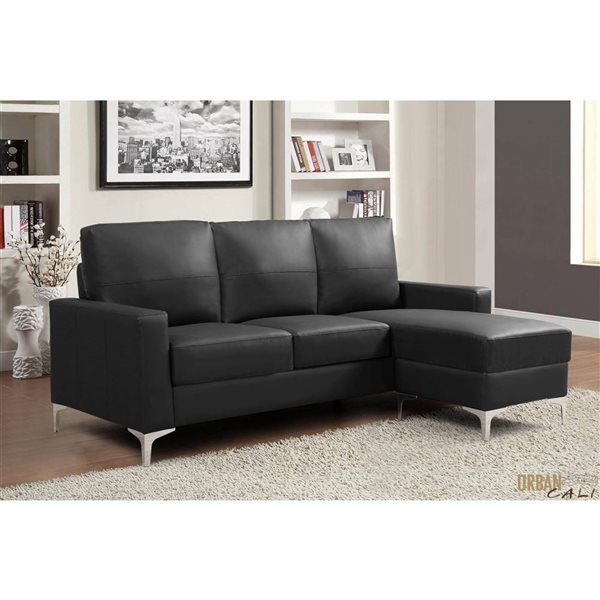 Urban Cali Del Mar 78.74-in Wide Faux Leather Sectional Sofa with Reversible Chaise