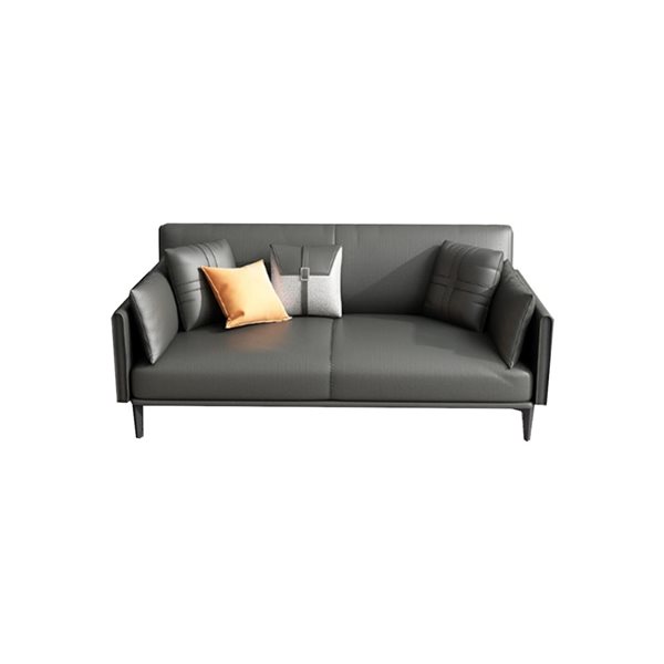 Urban Cali San Mateo 64.96-in Faux Leather Round Arm Loveseat in Grey