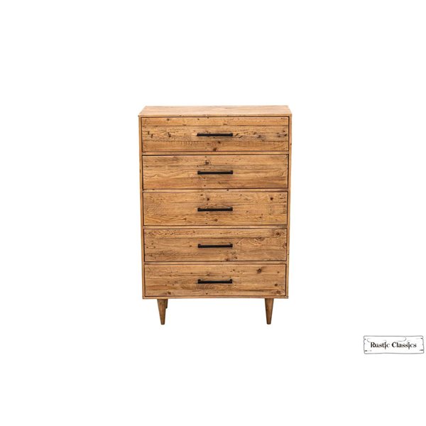 Rustic Classics Cypress Reclaimed Wood 5 Drawer Chest in Spice