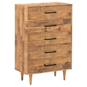 Rustic Classics Cypress Reclaimed Wood 5 Drawer Chest in Spice