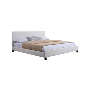 True Contemporary Mirabel White Faux Leather Full Platform Bed
