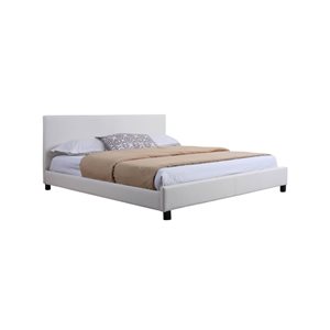 True Contemporary Mirabel White Faux Leather King Platform Bed