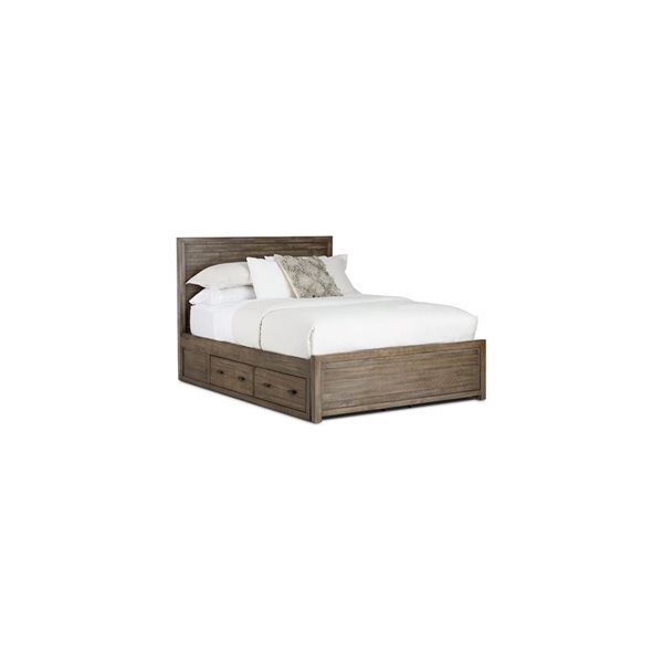 Rustic Classics Whistler Reclaimed Wood Platform Queen Bed with 4 Storage Drawers in Grey