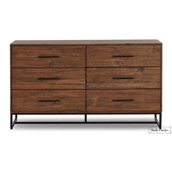 Rustic Classics Blackcomb Reclaimed Wood and Metal 6 Drawer Dresser in Coffee Bean