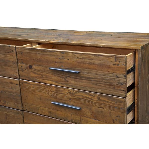 Rustic Classics Blackcomb Reclaimed Wood and Metal 6 Drawer Dresser in Coffee Bean