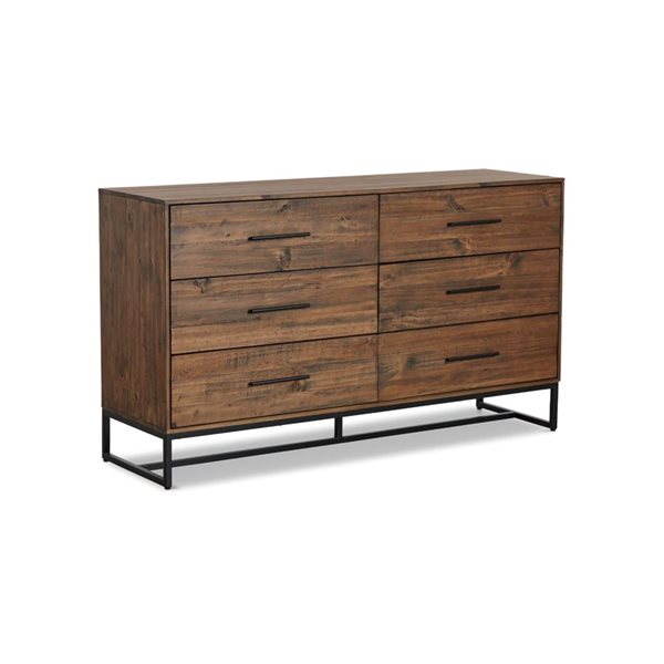 Rustic Classics Blackcomb Reclaimed Wood and Metal 6 Drawer Dresser in Coffee Bean