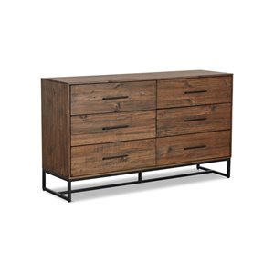 Rustic Classics Blackcomb Reclaimed Wood and Metal 6 Drawer Dresser in Coffee Bean
