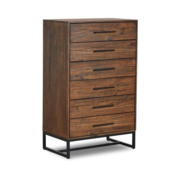 Rustic Classics Blackcomb Reclaimed Wood and Metal 6 Drawer Chest in Coffee Bean