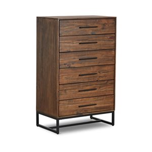 Rustic Classics Blackcomb Reclaimed Wood and Metal 6 Drawer Chest in Coffee Bean