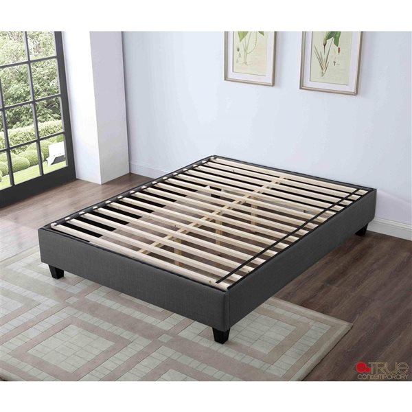 True Contemporary EZ Base Foundation Dark Grey Twin Platform Bed