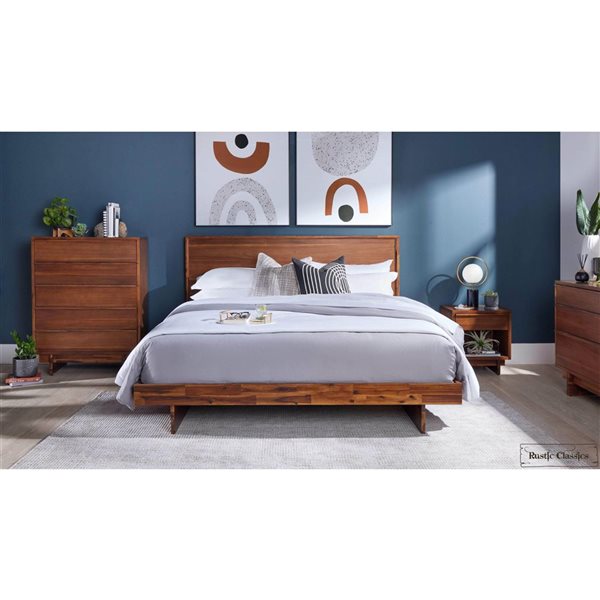 Rustic Classics Jasper Reclaimed Wood Platform Queen Bed in Brown