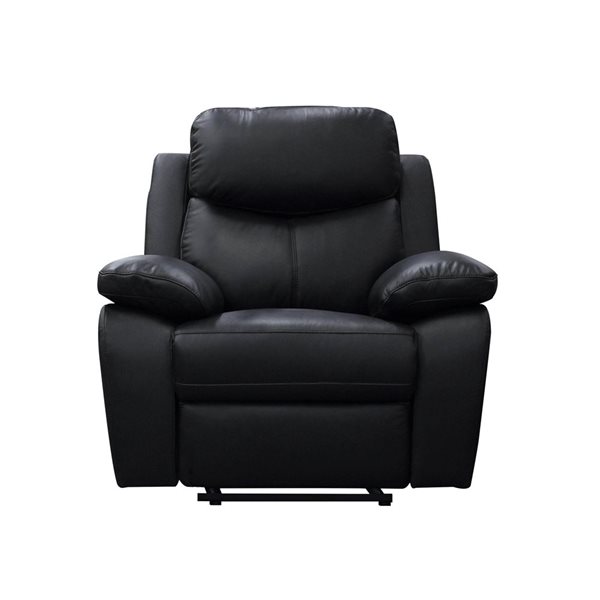 Levoluxe Aveon 38.5-in Pillow Top Arm Reclining Black Chair in Leather Match