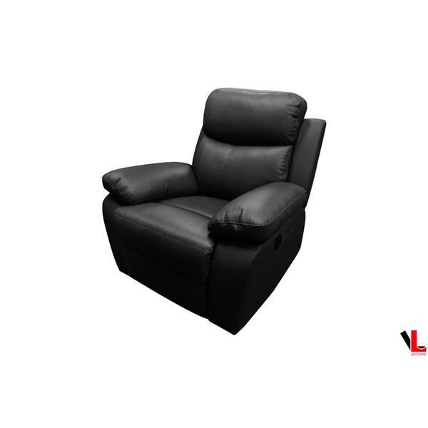 Levoluxe Aveon 38.5-in Pillow Top Arm Reclining Black Chair in Leather Match