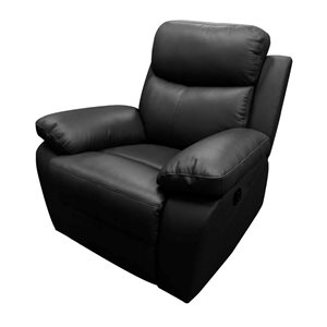 Levoluxe Aveon 38.5-in Pillow Top Arm Reclining Black Chair in Leather Match