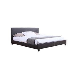 True Contemporary Mirabel Espresso Faux Leather King Platform Bed