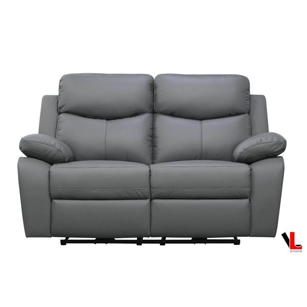 Levoluxe Aveon 62-in Pillow Top Arm Reclining Loveseat in Gray Leather Match