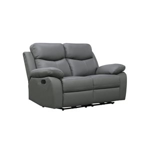 Levoluxe Aveon 62-in Pillow Top Arm Reclining Loveseat in Gray Leather Match