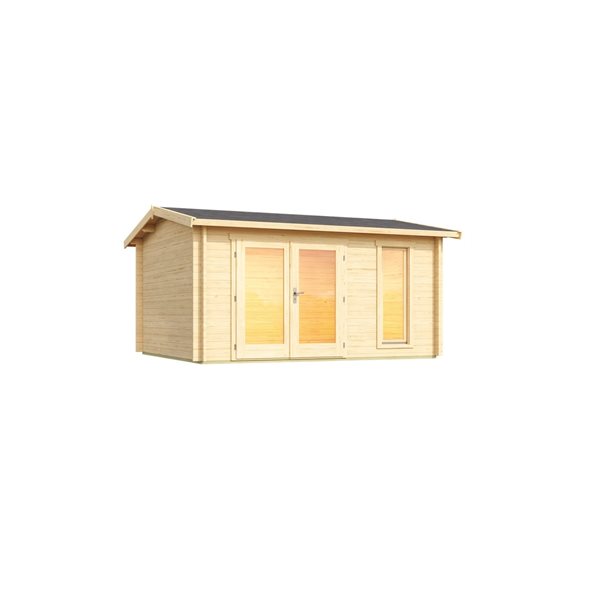 Remise de jardin 13 pi x 11,5 pi en bois massif Banff 1 de Technoflex à porte double fenêtre
